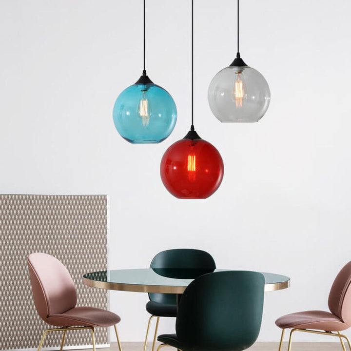 Moderne Glazen Hanglamp in Meerdere Kleuren met Bolvormig Design