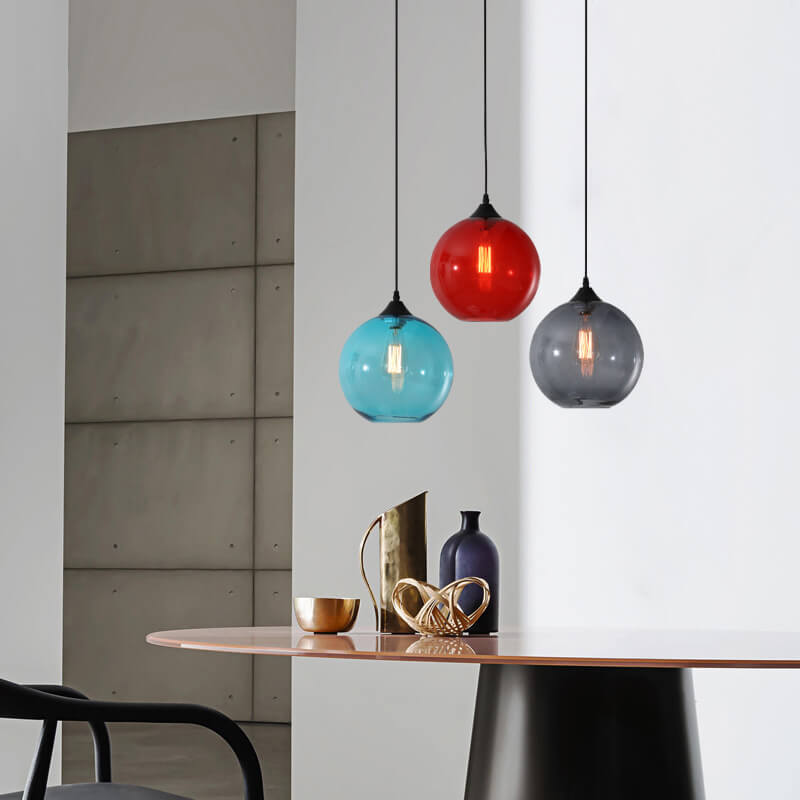 Moderne Glazen Hanglamp in Meerdere Kleuren met Bolvormig Design
