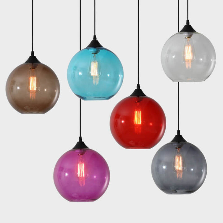 Moderne Glazen Hanglamp in Meerdere Kleuren met Bolvormig Design