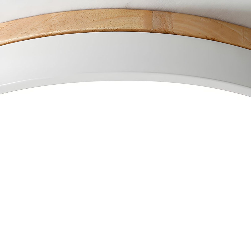 Houten Ronde LED Plafondlamp in Scandinavische Stijl