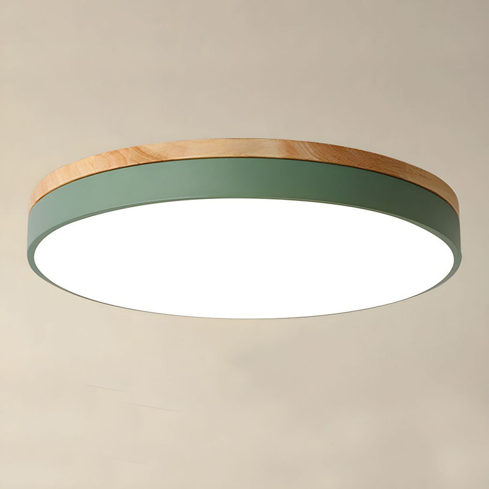 Houten Ronde LED Plafondlamp in Scandinavische Stijl