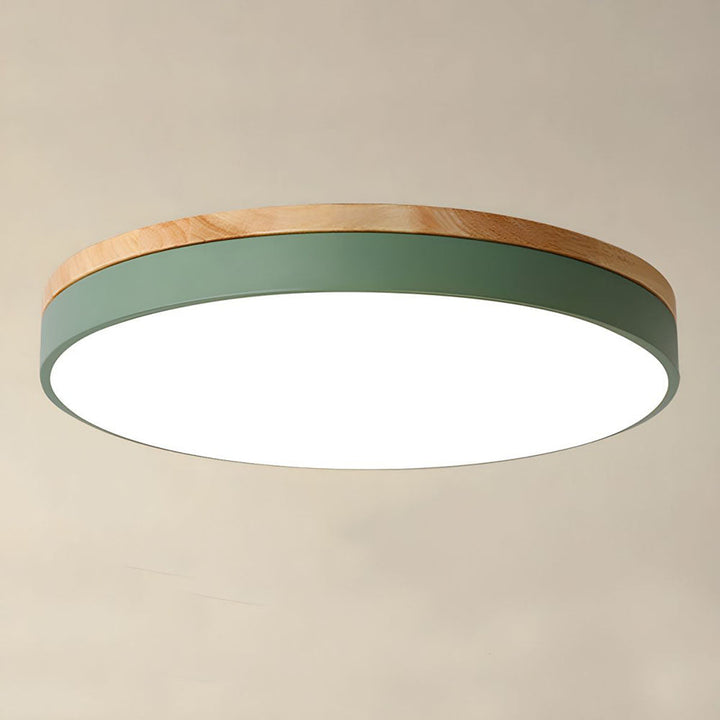 Houten Ronde LED Plafondlamp in Scandinavische Stijl
