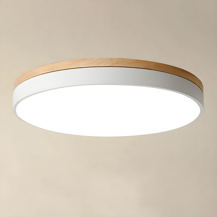 Houten Ronde LED Plafondlamp in Scandinavische Stijl