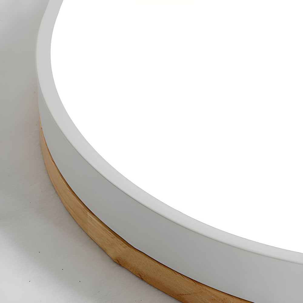 Houten Ronde LED Plafondlamp in Scandinavische Stijl