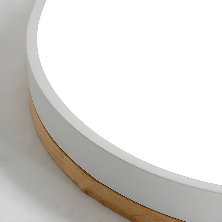 Houten Ronde LED Plafondlamp in Scandinavische Stijl