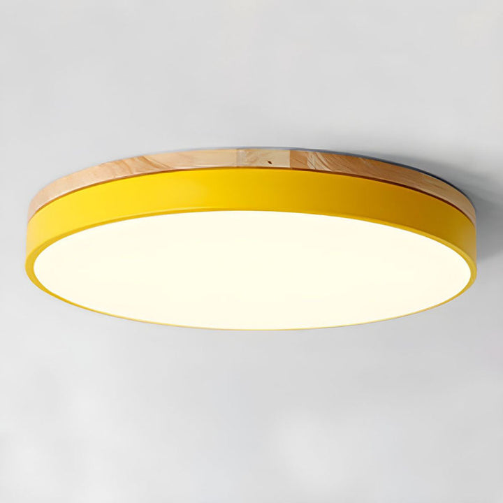 Houten Ronde LED Plafondlamp in Scandinavische Stijl