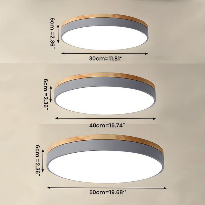 Houten Ronde LED Plafondlamp in Scandinavische Stijl