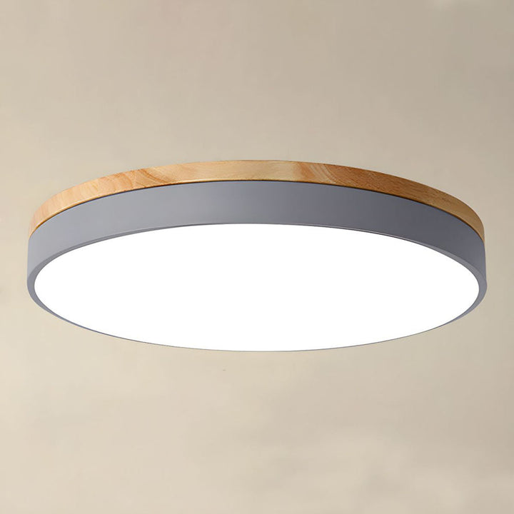 Houten Ronde LED Plafondlamp in Scandinavische Stijl