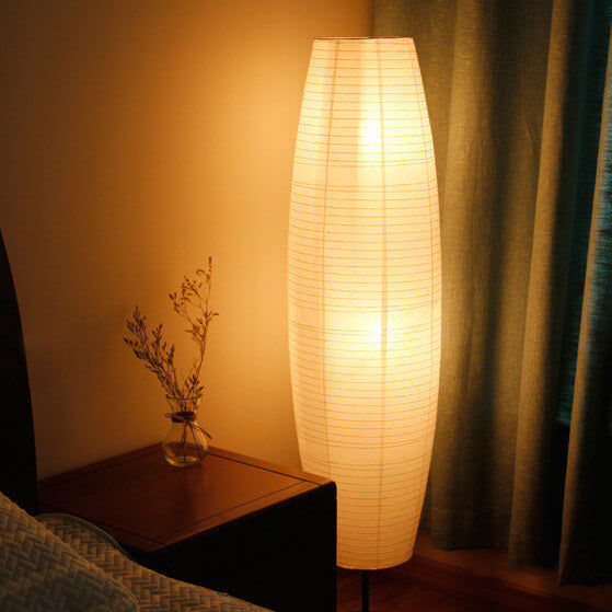 Moderne Japandi Vloerlamp Met Papieren Kappen | Minimalistische Staande Lamp
