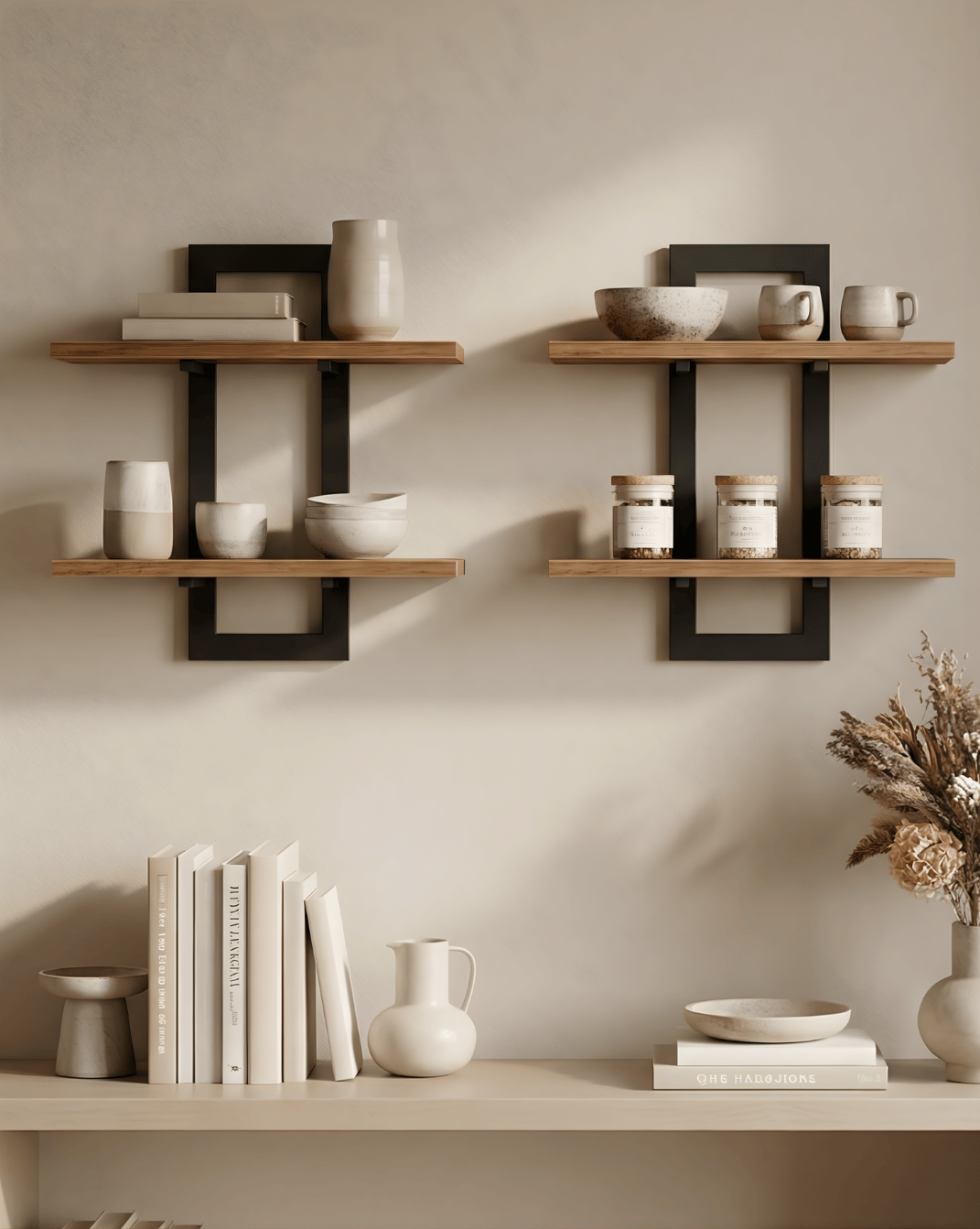Wandplank 2-Laags – Houten Wandplank met Metalen Beugel
