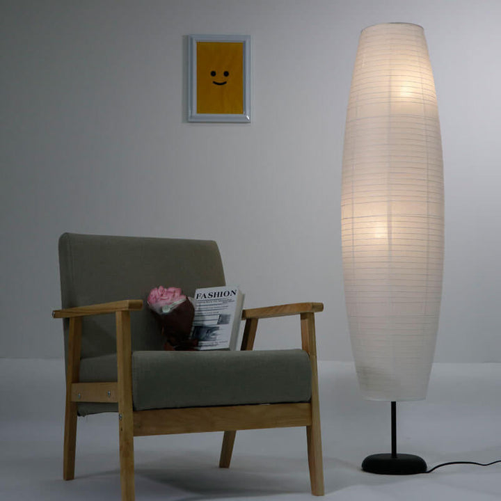 Moderne Japandi Vloerlamp Met Papieren Kappen | Minimalistische Staande Lamp