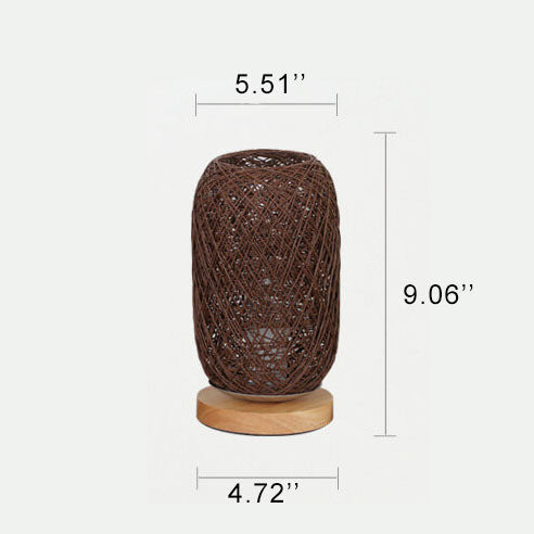 Industriële Rotan & Houten Tafellamp met Japandi Design