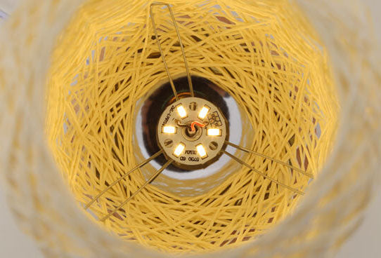 Industriële Rotan & Houten Tafellamp met Japandi Design