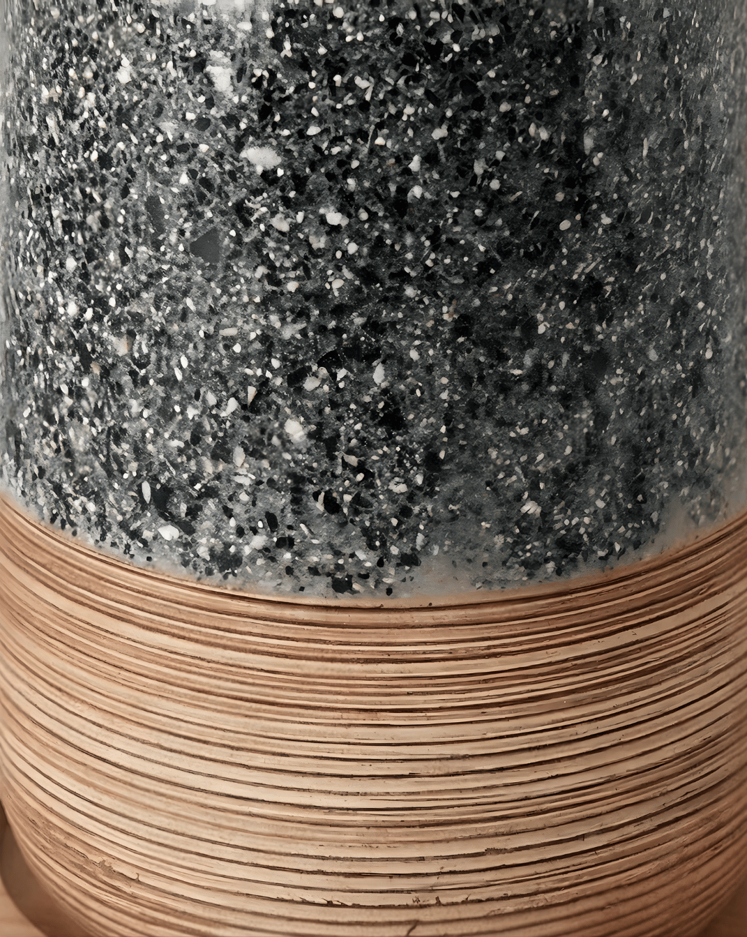 Flint Badkamerset 2-Delig Gespikkeld Keramiek Met Bamboe Design, 18 cm