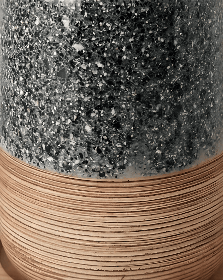 Flint Badkamerset 2-Delig Gespikkeld Keramiek Met Bamboe Design, 18 cm