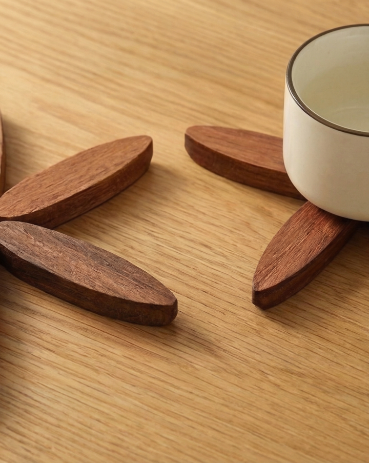 Massief Houten Onderzetters Set