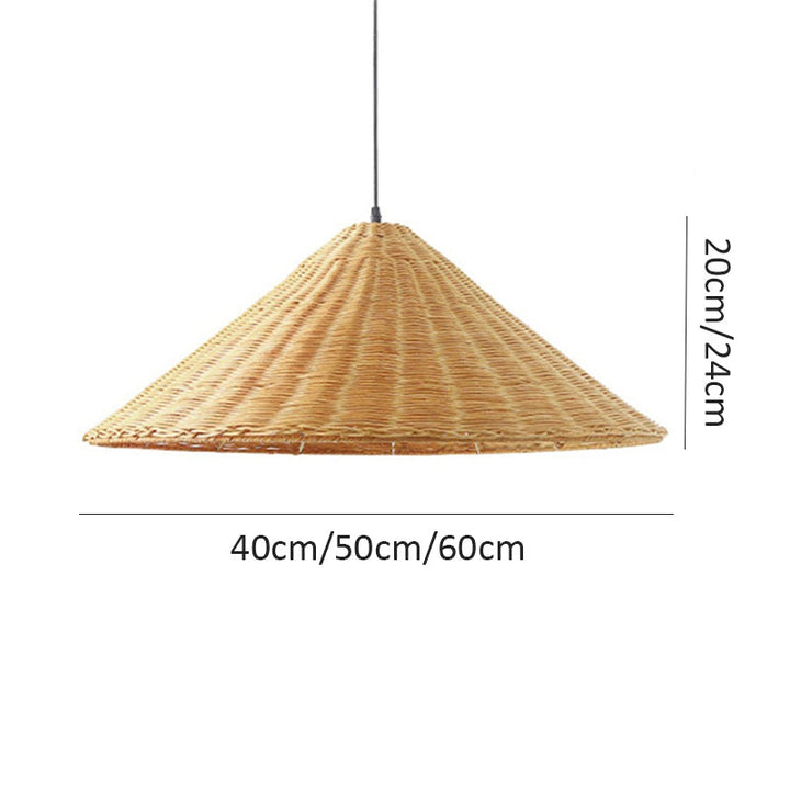Retro Handgeweven Kegelvormige Rattan Hanglamp