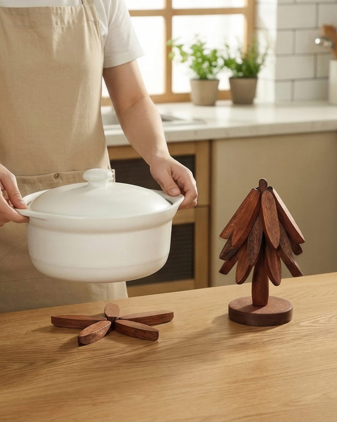 Massief Houten Onderzetters Set