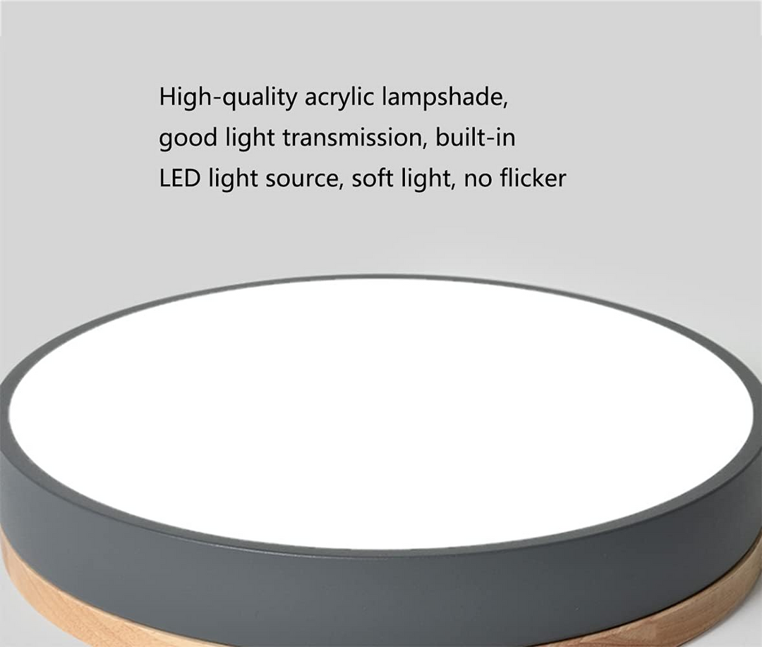 Houten Ronde LED Plafondlamp in Scandinavische Stijl