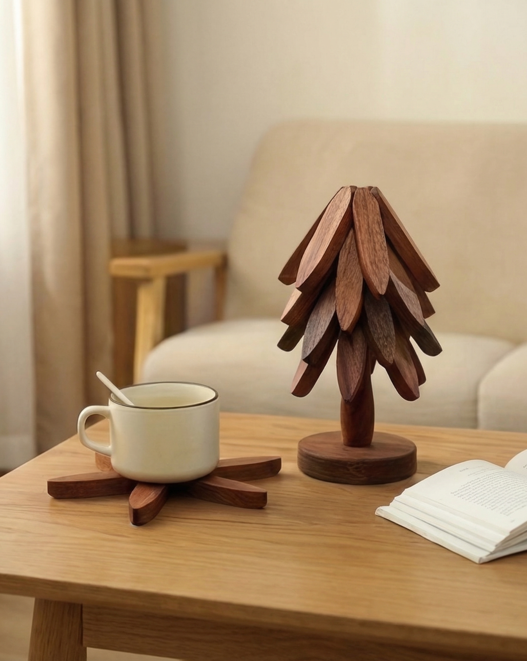 Massief Houten Onderzetters Set