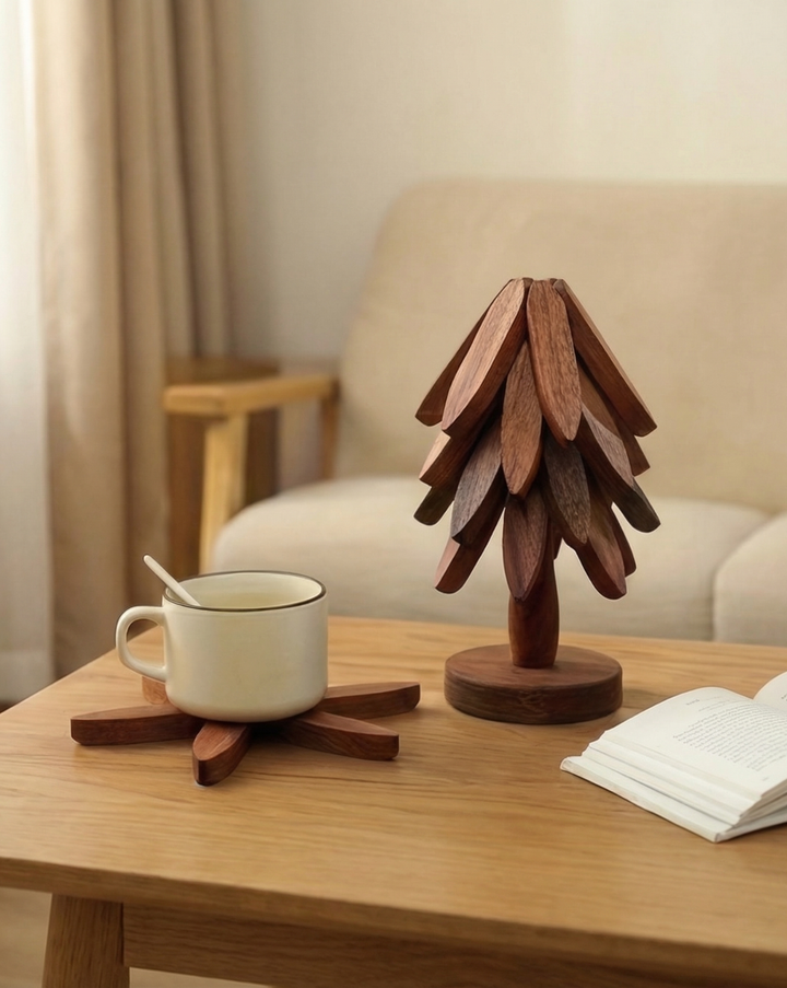 Massief Houten Onderzetters Set