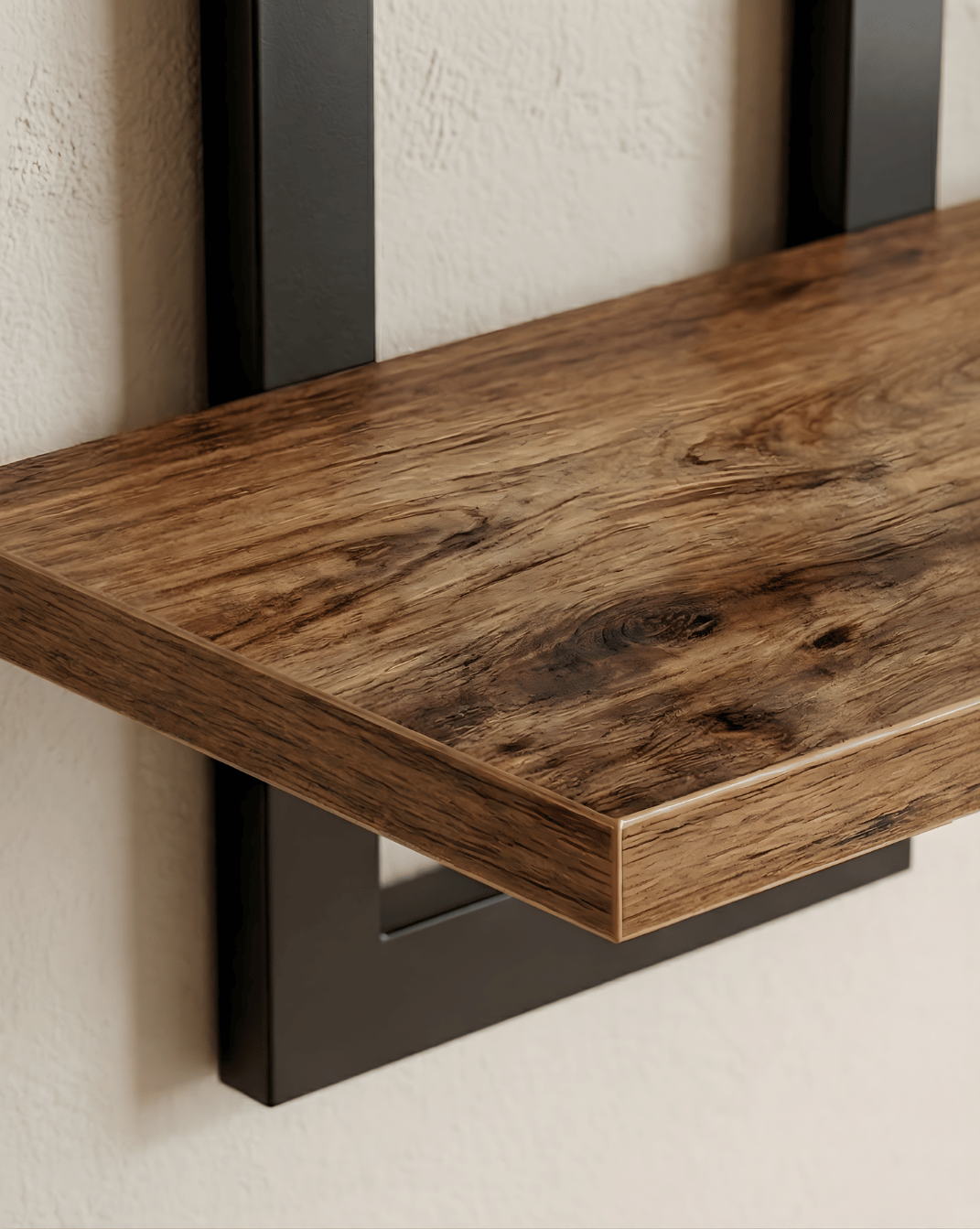 Wandplank 2-Laags – Houten Wandplank met Metalen Beugel