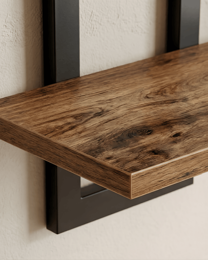Wandplank 2-Laags – Houten Wandplank met Metalen Beugel