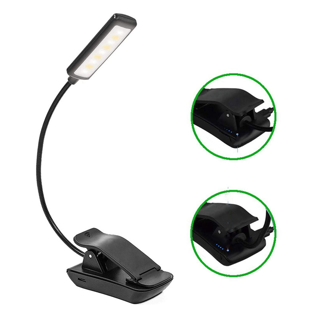 USB oplaadbare LED leeslamp met klemlamp en dimfuncties
