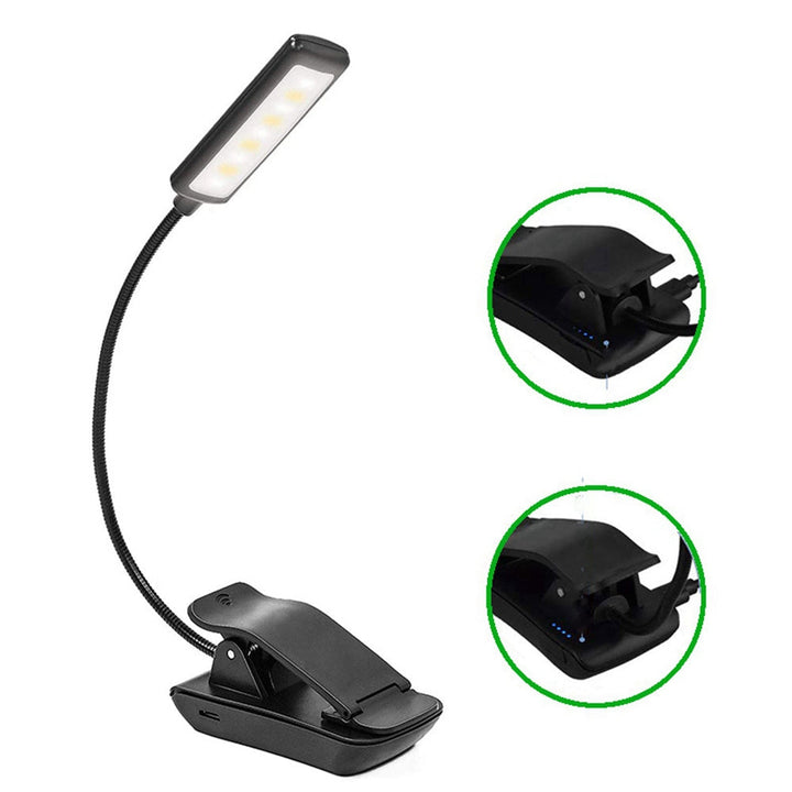 USB oplaadbare LED leeslamp met klemlamp en dimfuncties
