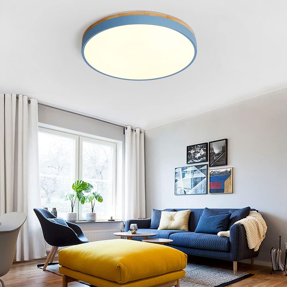 Houten Ronde LED Plafondlamp in Scandinavische Stijl