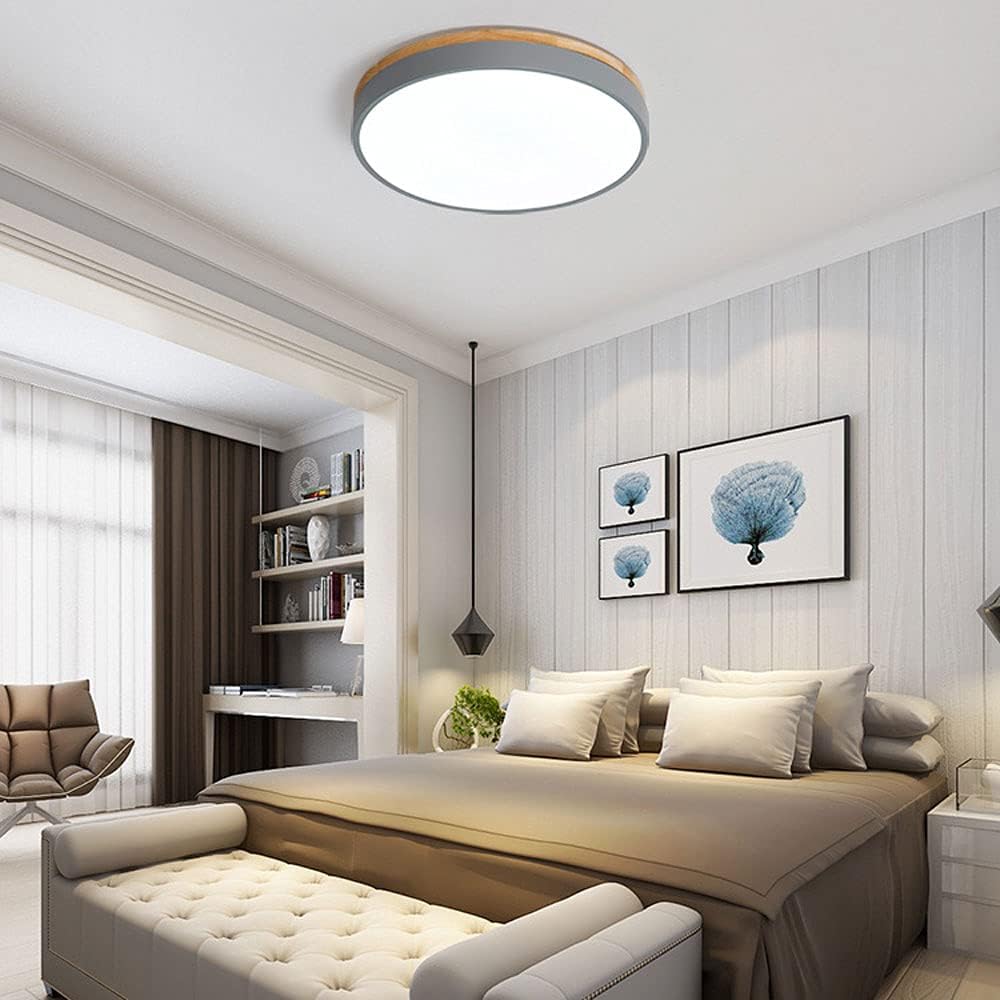 Houten Ronde LED Plafondlamp in Scandinavische Stijl