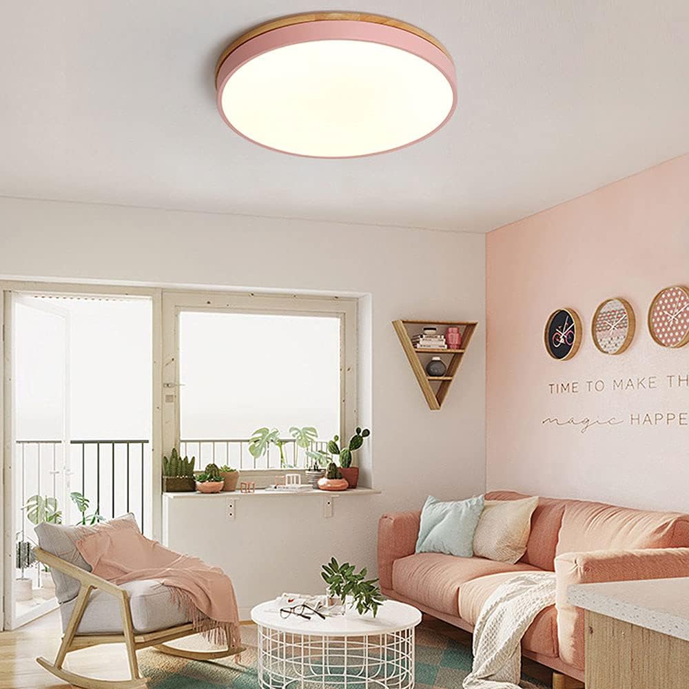 Houten Ronde LED Plafondlamp in Scandinavische Stijl