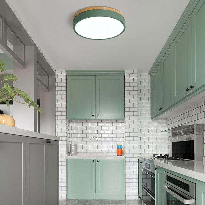 Houten Ronde LED Plafondlamp in Scandinavische Stijl