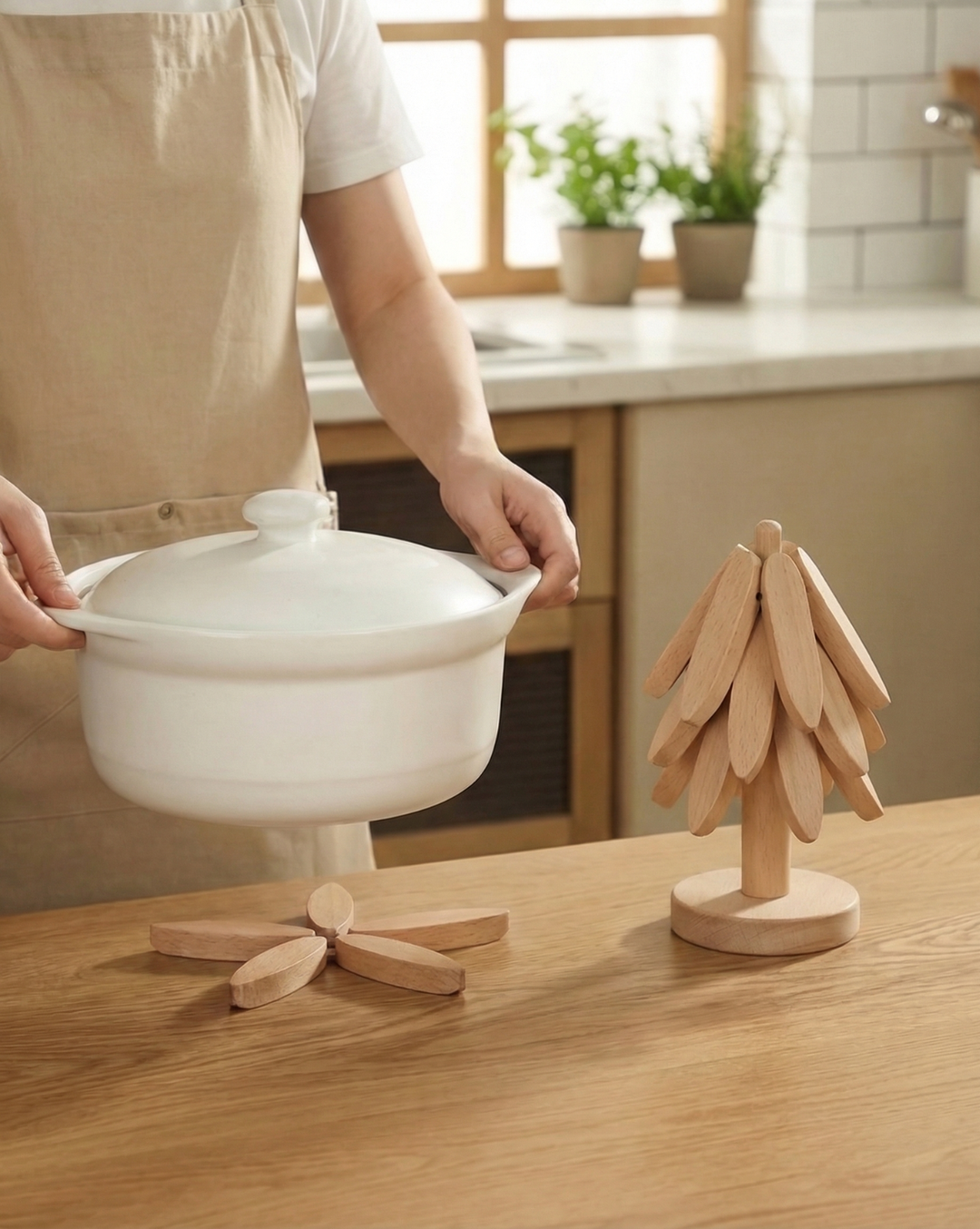 Massief Houten Onderzetters Set