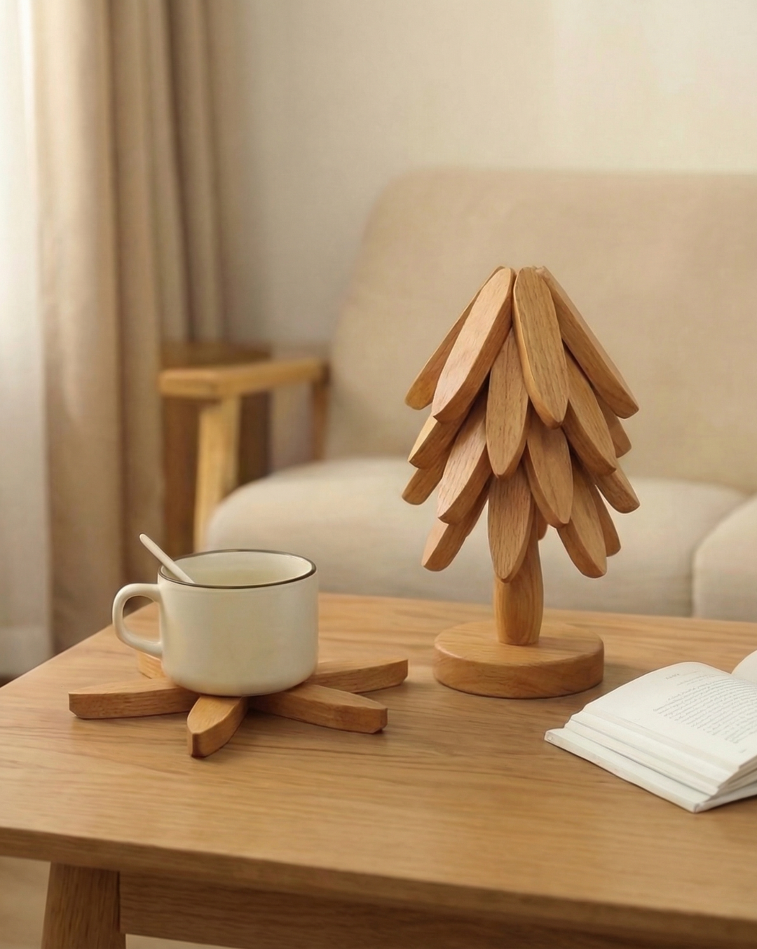 Massief Houten Onderzetters Set