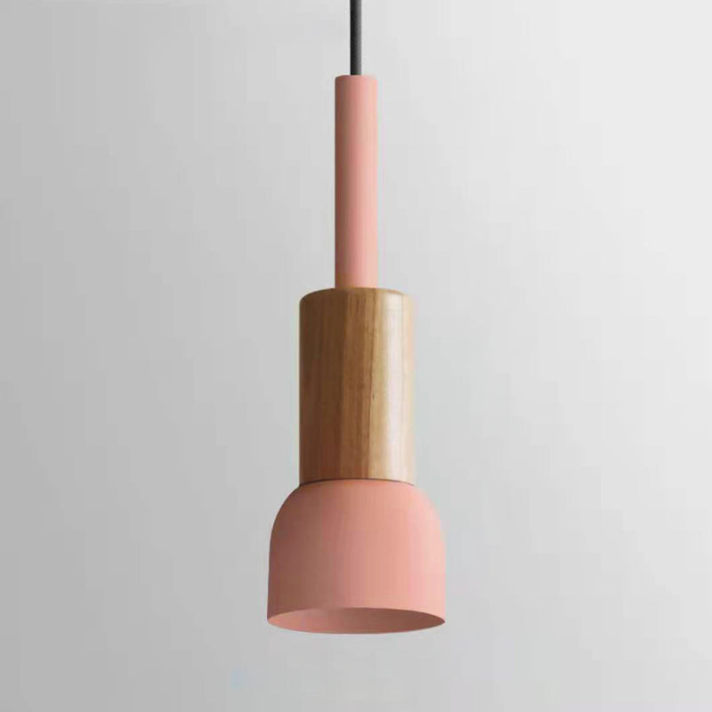 Scandinavische Houten Hanglamp met Kleurrijk Design