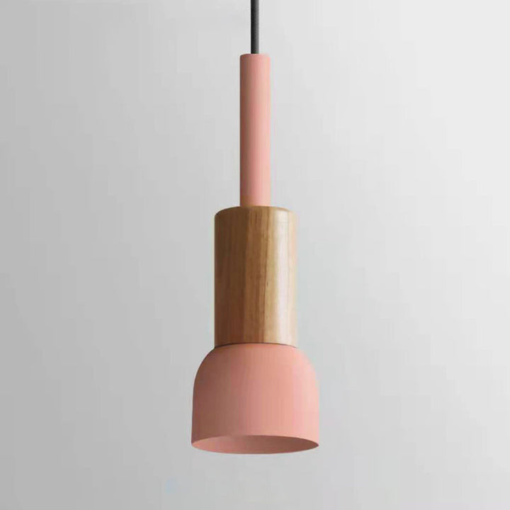 Scandinavische Houten Hanglamp met Kleurrijk Design