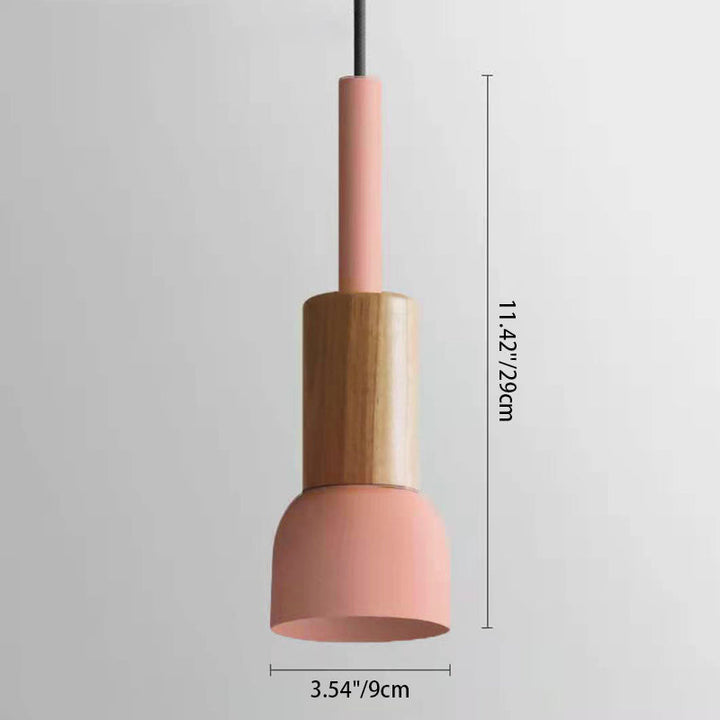 Scandinavische Houten Hanglamp met Kleurrijk Design