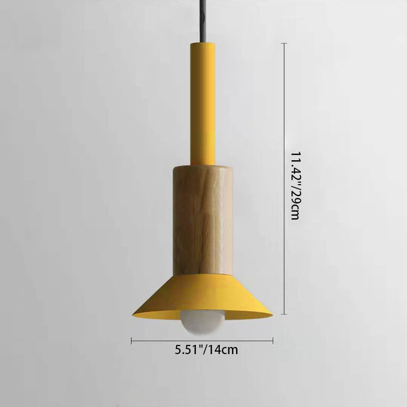 Scandinavische Houten Hanglamp met Kleurrijk Design
