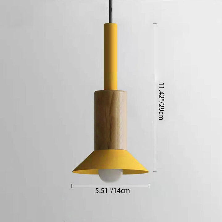 Scandinavische Houten Hanglamp met Kleurrijk Design