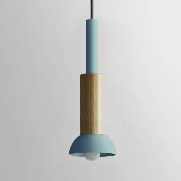 Scandinavische Houten Hanglamp met Kleurrijk Design