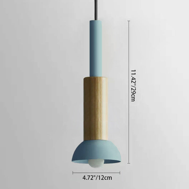 Scandinavische Houten Hanglamp met Kleurrijk Design