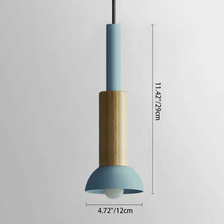 Scandinavische Houten Hanglamp met Kleurrijk Design