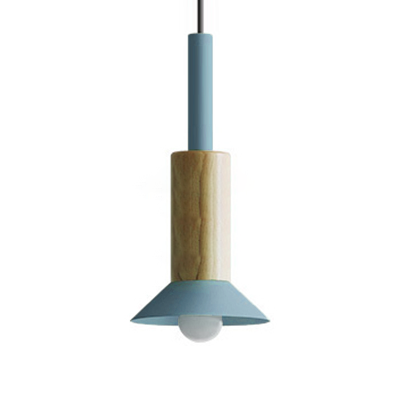 Scandinavische Houten Hanglamp met Kleurrijk Design