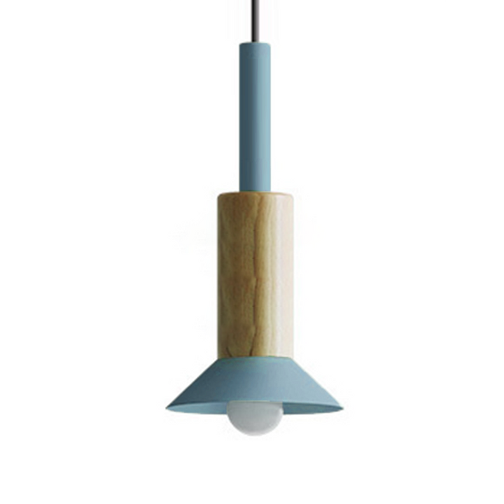 Scandinavische Houten Hanglamp met Kleurrijk Design