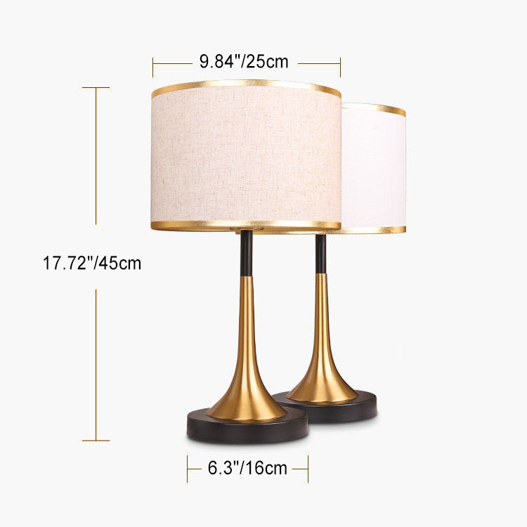 Retro Tafellamp – Metaal & Stoffen Kap, E26 Fitting, 45 cm Hoog