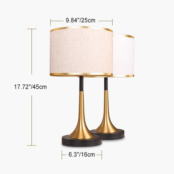 Retro Tafellamp – Metaal & Stoffen Kap, E26 Fitting, 45 cm Hoog