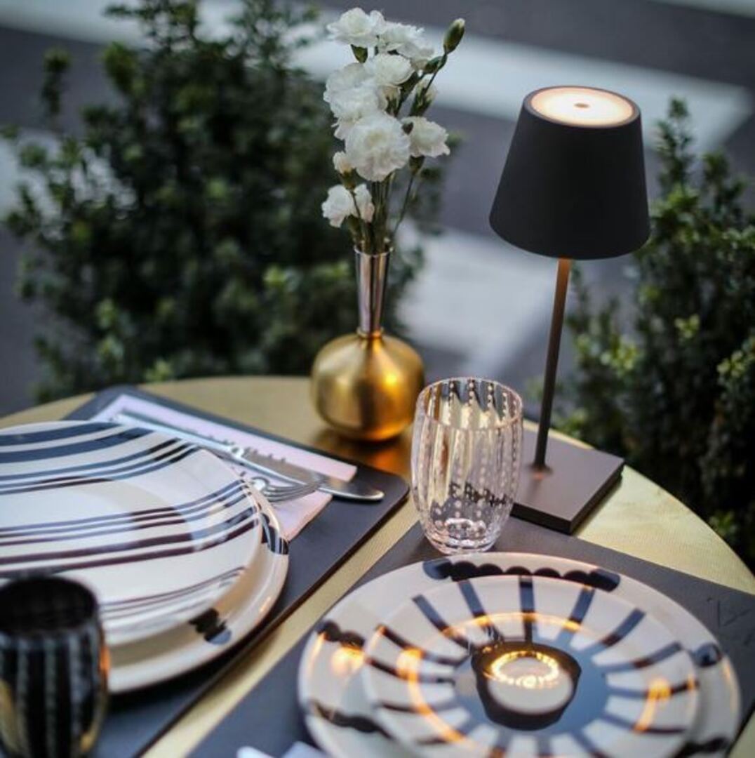 Oplaadbare Tafellamp met Touch-Dimmer IP54 Waterdicht Draadloos LED-Licht Buiten & Binnen 3 Lichtstanden voor Terras Restaurant Balkon | Sansoti