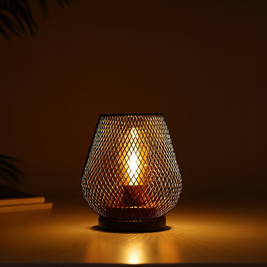 Metalen Tafellamp met Patroon & Warm LED-licht