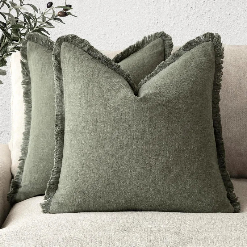 Decoratieve Katoen Linnen Kussenslopen Luxe Woonaccessoire Set van 2